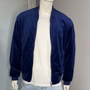 Men's velvet Blue Bomber Jacket